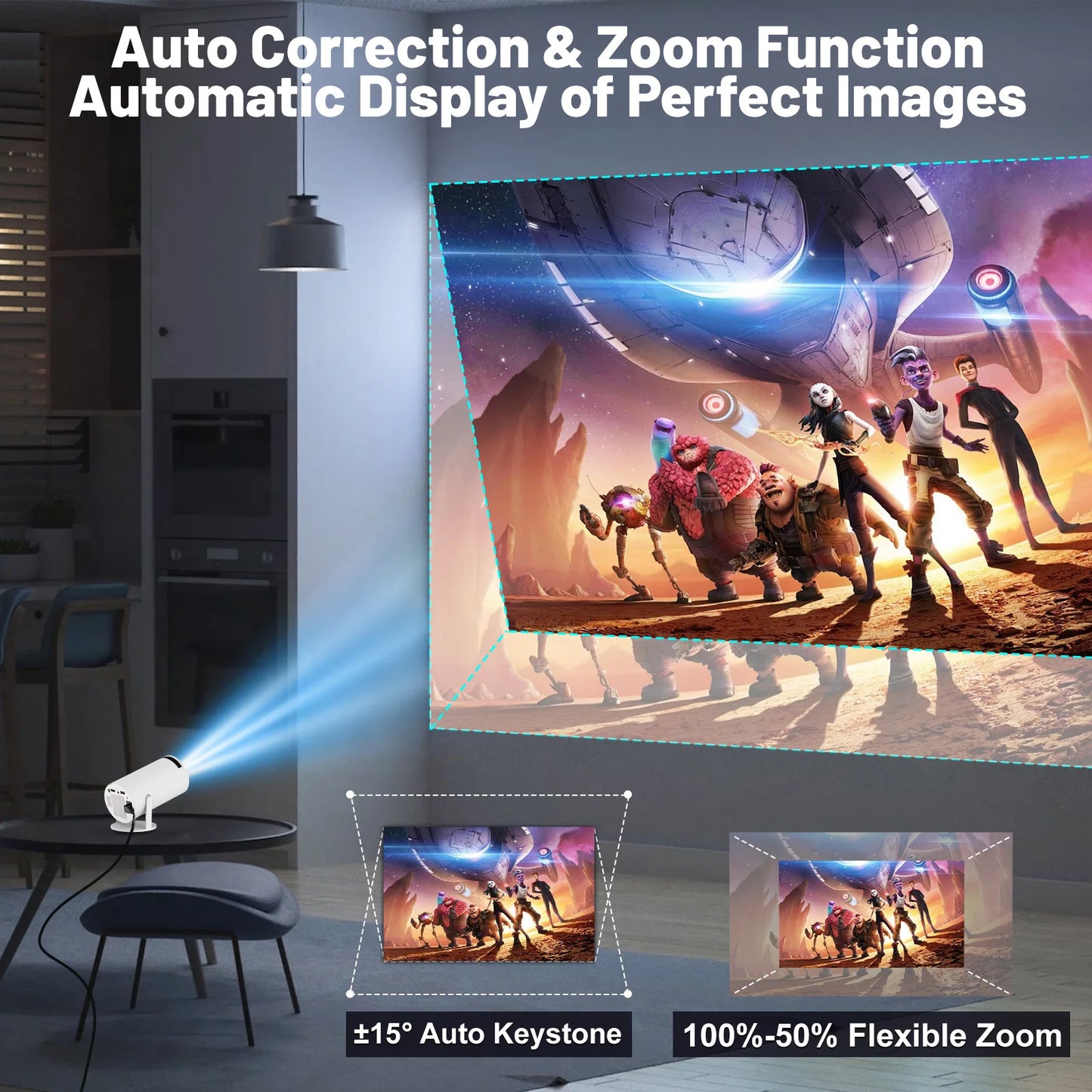 P1 4K Full HD Projector – WiFi 6, 3D Home Theater & Portable Design