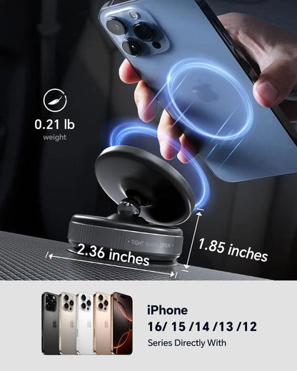 Vacuum Suction Magnetic Phone Holder – 360° Rotation for Hands-Free Use