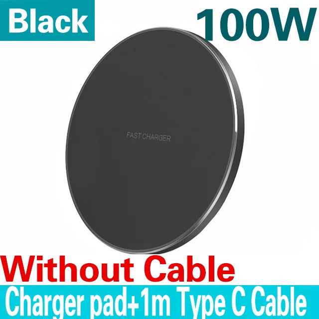 PowerWave 100W Wireless Charger Pad – Fast Charging for iPhone, Samsung & Xiaomi