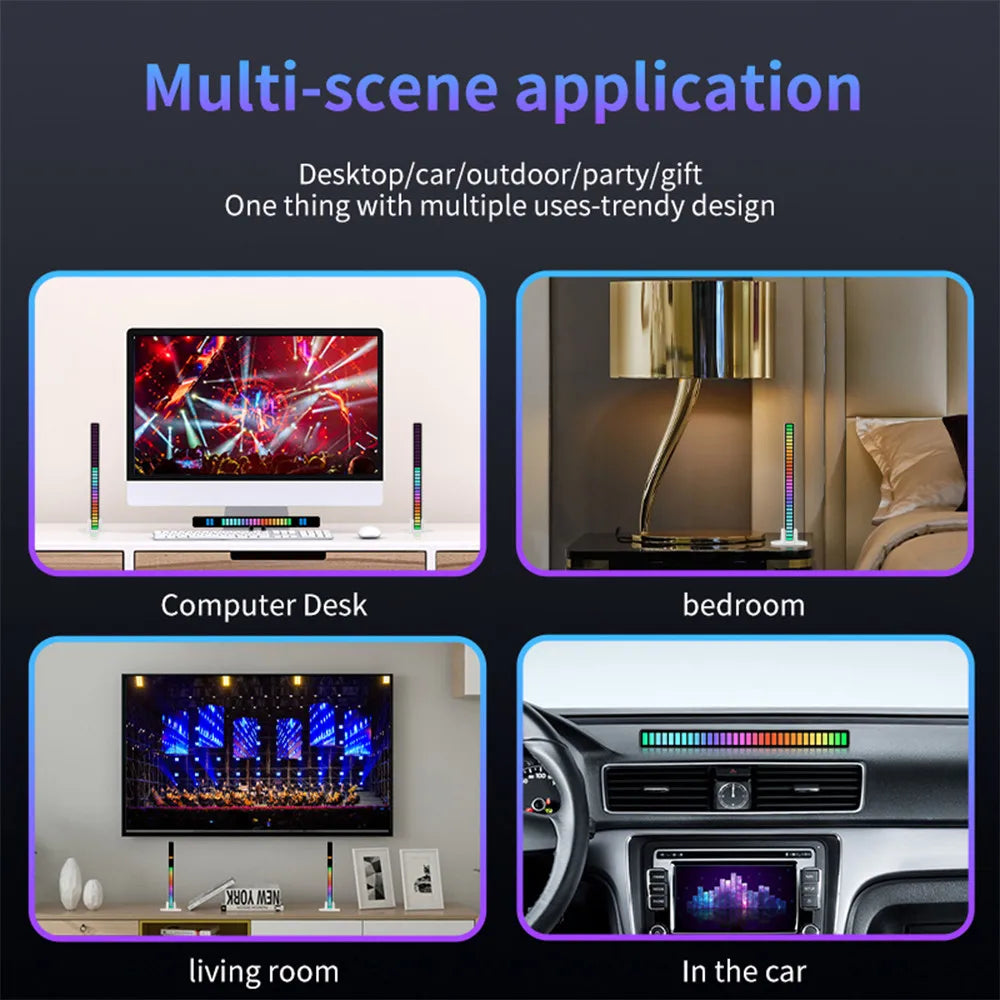 LED Sound-Control Rhythm Light Bar – Music-Synced Ambient Lighting for Car, Home & DJ Setups