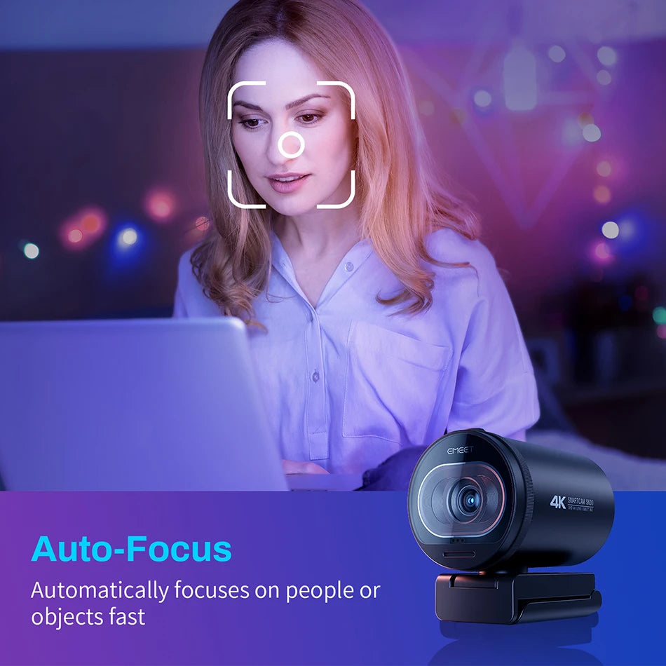 EMEET S600 4K Streaming Webcam – Ultra HD Video & Built-In Mics for Streaming & Video Calls