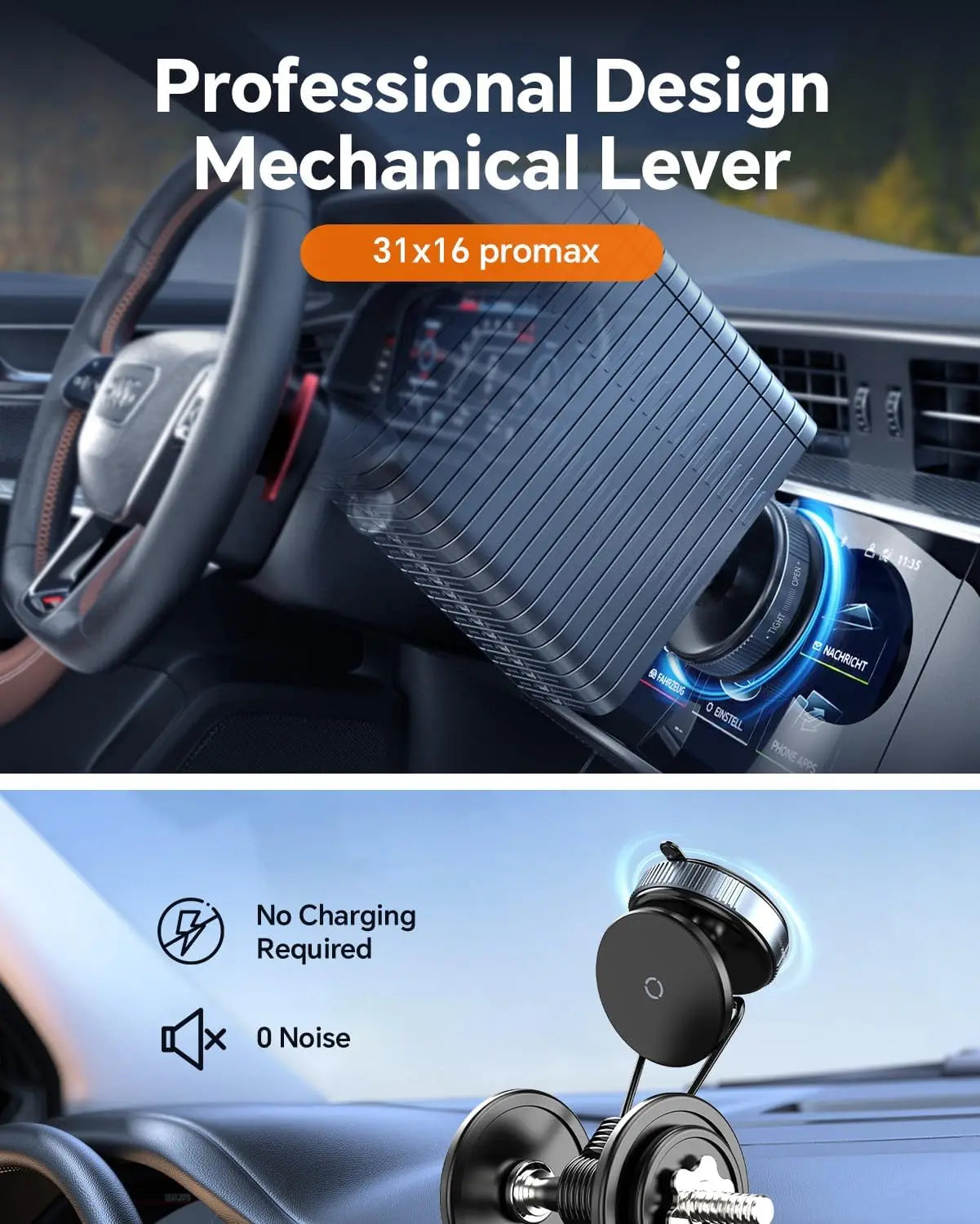 Vacuum Suction Magnetic Phone Holder – 360° Rotation for Hands-Free Use