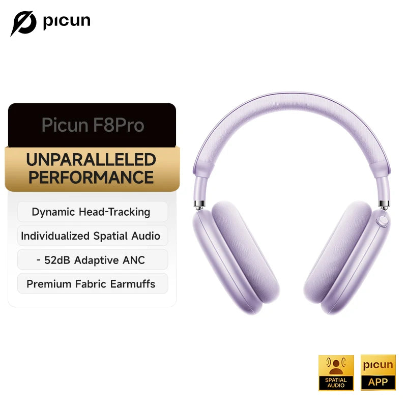 Picun F8 Pro ANC Wireless Headphones – Immersive 3D Spatial Audio & Hybrid Noise Cancellation