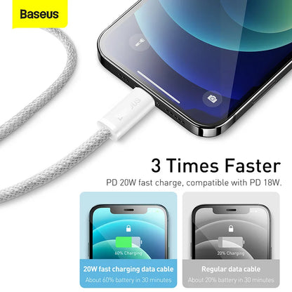 Baseus USB-C to Lightning Cable – 20W Fast Charging & Data Transfer for iPhone & iPad