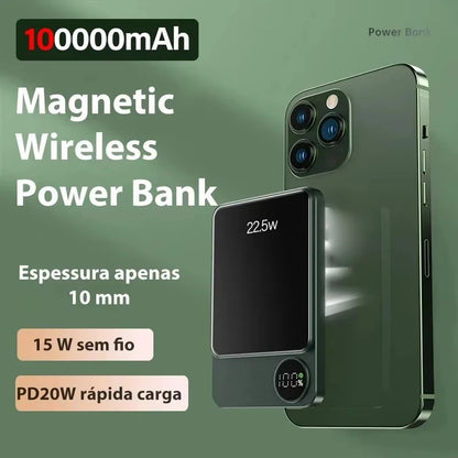 Magnetic Wireless Power Bank – 100000mAh Portable Fast Charger with USB-C for MagSafe Phones