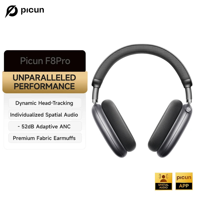 Picun F8 Pro ANC Wireless Headphones – Immersive 3D Spatial Audio & Hybrid Noise Cancellation