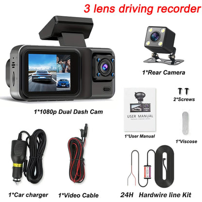 DriveGuard 3X – 3-Channel Dash Cam with Full HD Recording & Rear View Camera