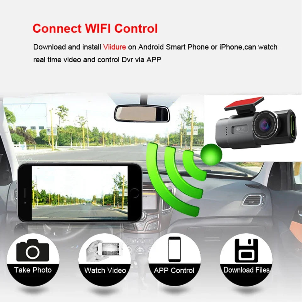 4K Dual-Lens Dash Cam – UHD Car Camera with Night Vision, GPS & Wi-Fi