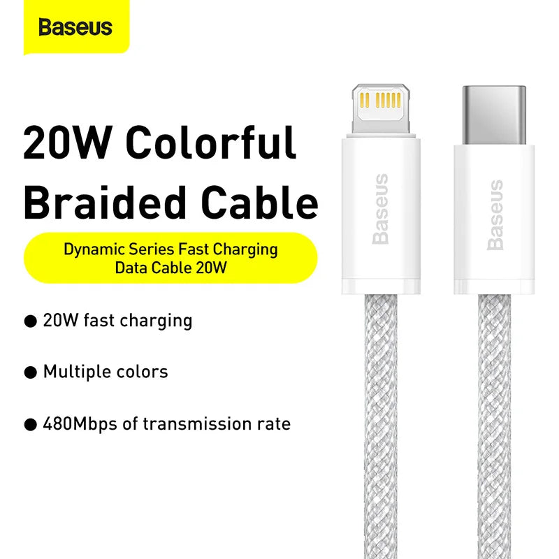 Baseus USB-C to Lightning Cable – 20W Fast Charging & Data Transfer for iPhone & iPad