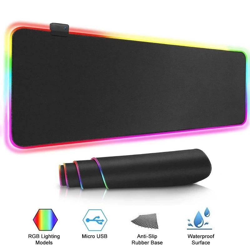 RGB LED Gaming Mousepad – Waterproof, Large Desk Mat with Backlit Effects