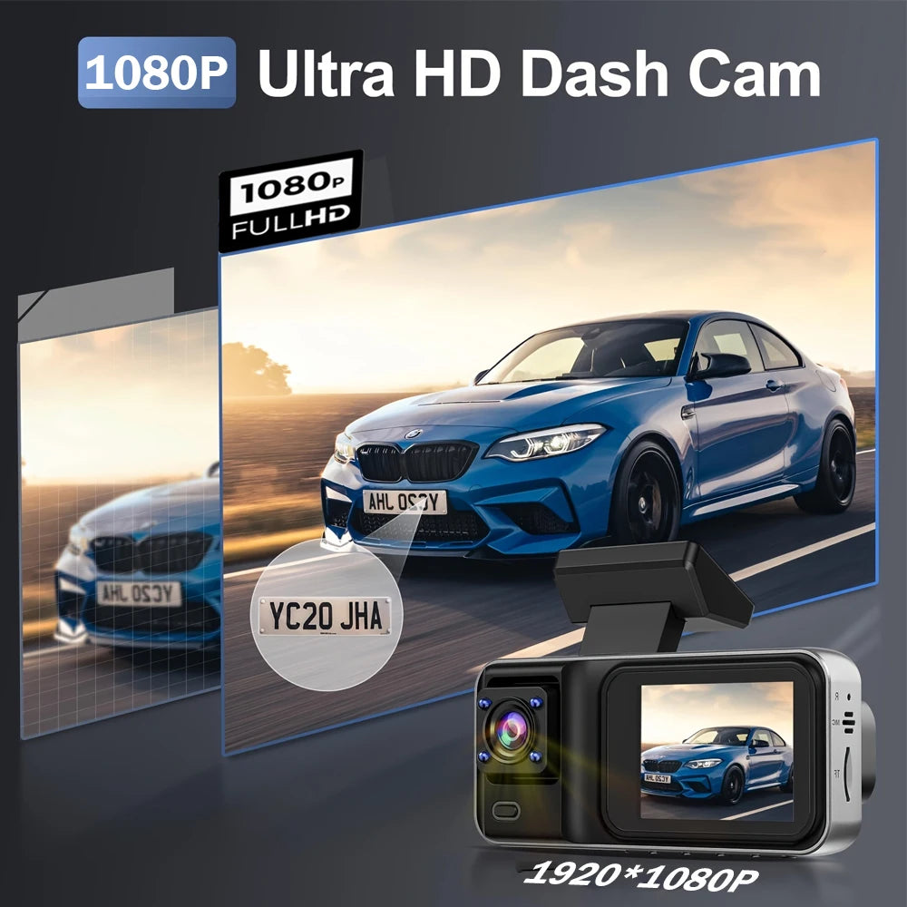 DriveGuard 3X – 3-Channel Dash Cam with Full HD Recording & Rear View Camera