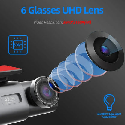 4K Dual-Lens Dash Cam – UHD Car Camera with Night Vision, GPS & Wi-Fi