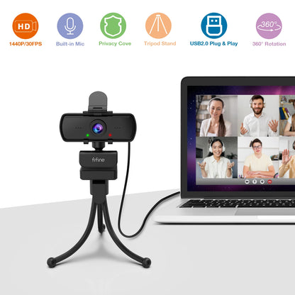 FIFINE K420 1440p Full HD Webcam – Clear Video & Built-In Microphone for Streaming & Calls