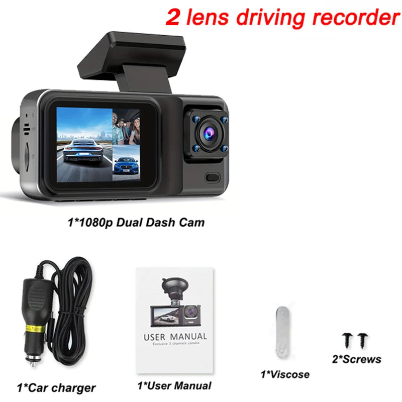 DriveGuard 3X – 3-Channel Dash Cam with Full HD Recording & Rear View Camera